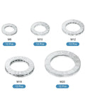 Wedge Locking Washers For M8 M10 M12 M16 M20 Bolts, 60 Pieces, Beefy Manganese Steel, DIN 25201 Standard, arranged by size