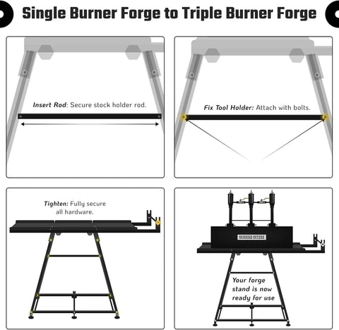 Assembly instructions for Heavy Duty Blacksmith Forge Stand For Single, Double, And Three Burner Kits Heat Resistant Steel Propane Forge Stand