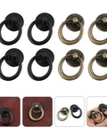 Zinc Alloy Round Cabinet Pulls And Jewelry Box Drawer Knobs European Style Retro Door Handles For Dresser And Cupboard Multi Functional Black And Antique Bronze Dope Hardware displayed in sets.