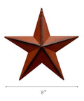 Rustic 3D Metal Barn Star Wall Decor Classic Country Vibe Indoor Outdoor 8 Inch Burgundy All American July Fourth Home Accent