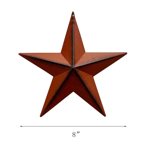 Rustic 3D Metal Barn Star Wall Decor Classic Country Vibe Indoor Outdoor 8 Inch Burgundy All American July Fourth Home Accent