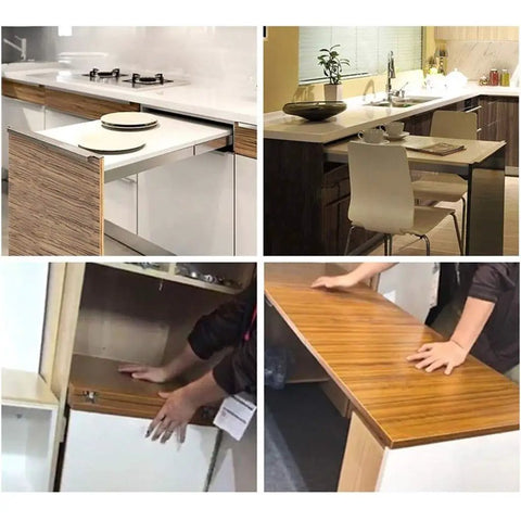Concealed Folding Table Guide Rail Hinge Aluminum Telescopic Cabinet Table Slide for space saver in small kitchens or living areas