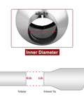 Diagram showing the inner diameter of Universal Diesel Truck Exhaust Tip 4 Inch Inlet 6 Inch Outlet, 15 Inch Long Stainless Steel Bolt-On