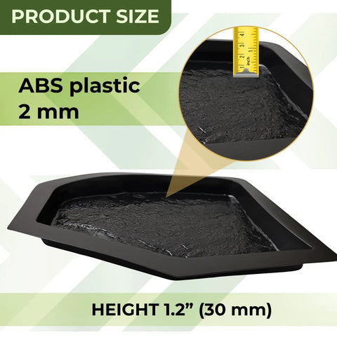 6 Pack Flagstone Paver Molds For Concrete, Reusable ABS 2mm Cement Casting Forms, close-up on corner with measurement