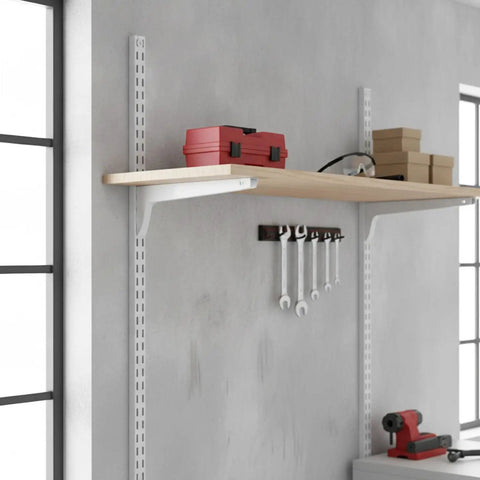 Adjustable Shelving Support For AA Wall Tracks In White Stainless Steel Bracket Column Durable Shelf Anchors