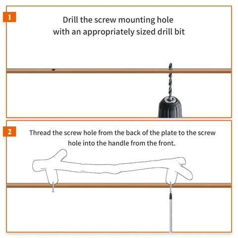 Installation guide for Bronze Twig Drawer Pulls Set Of 4 Zinc Alloy Rustic Tree Branch Handles with drill instructions.