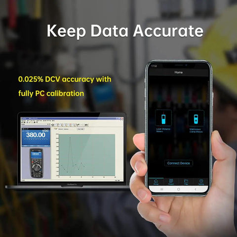 Handheld Digital Oscilloscope Multimeter 3 In 1 With Bluetooth Interface 0.025% DCV accuracy display on phone and laptop