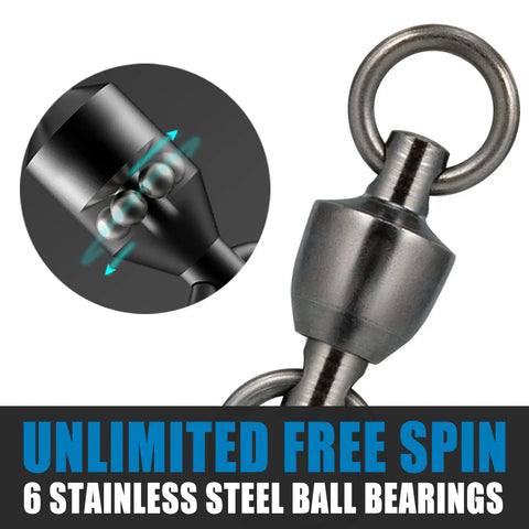 20 Pack Ball Bearing Fishing Swivels Size 0 Heavy Duty Stainless Tackle Connectors For Saltwater And Freshwater Keeps Lines Twist Free Corrosion Resistant Great For Trolling Jigging And Leader Setup, stainless swivel close-up