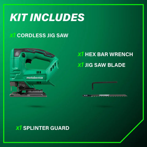 Kit includes Lightweight 18V Cordless Jig Saw With 2,500 SPM, Four Cutting Modes, Tool-Less Blade Change, LED Light, Dust Blower