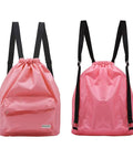 Pink Dry Wet Separated Swim Bag With Drawstring Backpack, Waterproof Gym Pool Beach Gear Tote For Adults And Kids, Portable Large 36x40cm