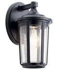 Fairfield 11 Inch Outdoor Wall Light 1 Light Black Finish With Clear Seeded Glass Downward Lighting for Porch, Patio or Entryway
