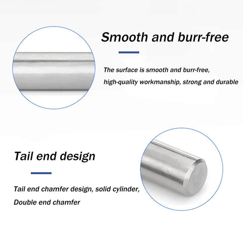 304 Stainless Steel Dowel Pins 5 Pack 10x85 Precision Ground Pro Grade Alignment Dowels shown with smooth finish and chamfered ends.