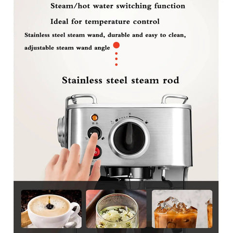 Automatic Espresso Machine With Milk Frother, 19 Bar Pressure, Steam Wand, Stainless Steel Body in use with temperature control