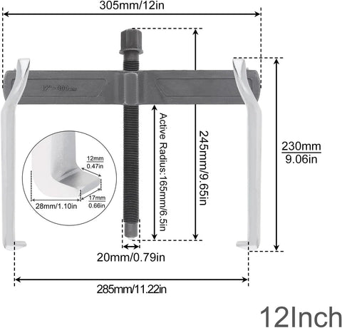 ChgImposs 12-Inch two-jaw gear puller with CR-V steel claws and adjustable center screw