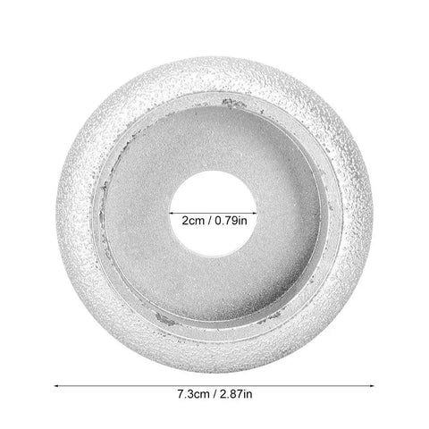 Brazed Diamond Grinding Wheel 7.3cm For Stone Marble Ceramic Dry Or Wet Use With 2cm bore, shown front view