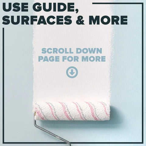 Use guide image with paint roller applying High Build Peel Bonding Primer For Durable Seal, white 1 gallon coating on wall.