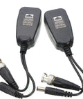 HD CVI TVI AHD Passive Video Balun Kit with Power Connector and RJ45 Data Transmitter for Cat5 Cables, BNC Gold Plated Connectors