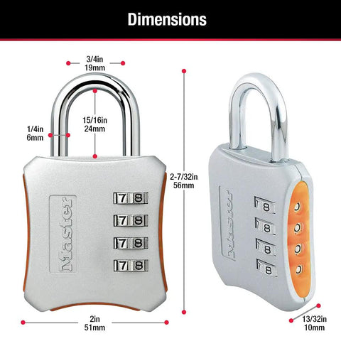 Indoor 4-Digit Resettable Locker Lock With Stainless Steel Body For Gym And School Lockers, Heavy Duty Security Built Like A Tank, Easy To Set And Reset, Colors May Vary