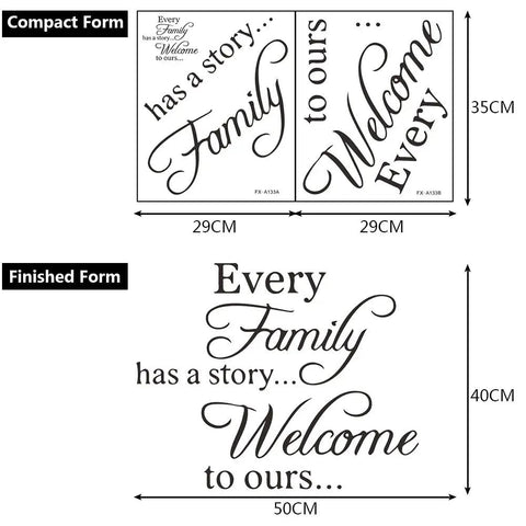 Two Pack Family Inspirational Wall Decals With Motivational Quotes Vinyl Stickers Live Every Moment Laugh Every Day Love Beyond Words Decor For Home Or Office compact and finished dimensions