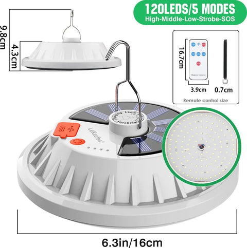 Ultra Bright 4000LM Camping Lantern With Remote Control USB Rechargeable All-Weather Waterproof Hanging Light dimensions