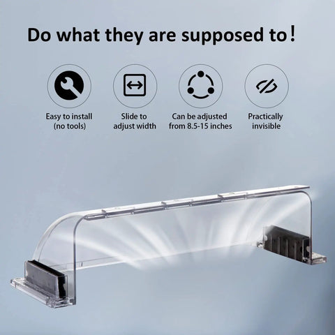 Two Pack Air And Heat Deflectors For Vents Sidewalls And Ceiling Registers Adjustable From Eight Point Five To Fifteen Inches No Fuss Magnetic Mount Two Part Expandable Design Redirects Air Flow For Better Comfort And Energy Savings.