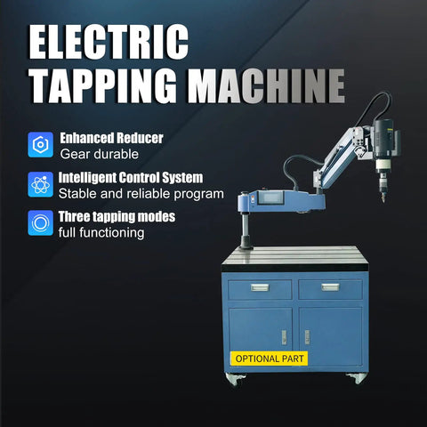 Heavy Duty Electric Tapping Machine With Auto Oil And Air Blow For M3 To M16 Threads on portable cart with control system.