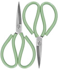 Heavy Duty 7.9 Inch Fabric Cutting Scissors With ABS Handle and Precision Grooming Tool, green handles, stainless steel blades, 2-pack.