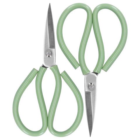Heavy Duty 7.9 Inch Fabric Cutting Scissors With ABS Handle and Precision Grooming Tool, green handles, stainless steel blades, 2-pack.
