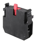 Top Shelf One Pole Normally Closed Contact Block for 22 Mm Pushbutton Controls, black housing, designed for 600 Volt, 10 Amp rated use.