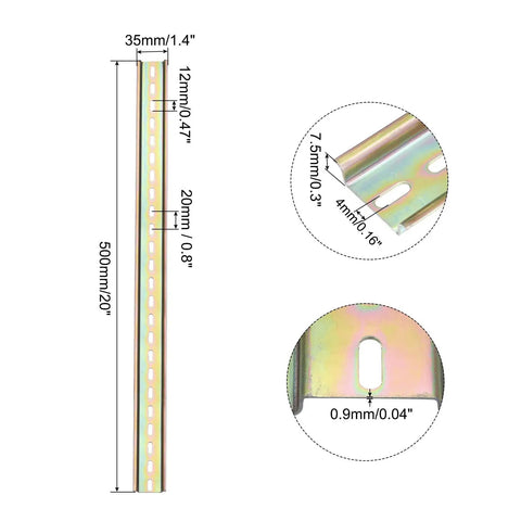 DIN Rail Slotted Iron Mounting Guide For Electrical Equipment 20 Inch By 1.4 Inch By 0.28 Inch Iridescent Finish 4 Pack Heavy Duty