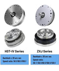 HST-IV and ZXJ Series harmonic reducers, showcasing diverse speed ratios and low backlash for precision in robotics and CNC machines.