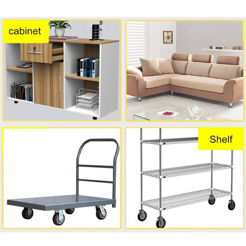 Straight Up Heavy Duty Swivel Castor Wheels Nylon Furniture Casters Black Four Pack shown on a gray platform trolley.