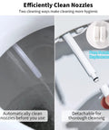 Dual Nozzle Manual Bidet Seat For Round Toilets, Non Electric, showing self cleaning nozzles and detachable feature for front and rear wash