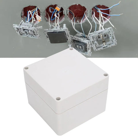IP65 Waterproof ABS Electrical Enclosure Box 120x120x90mm with concealed mounting holes, ideal for outdoor control panels.