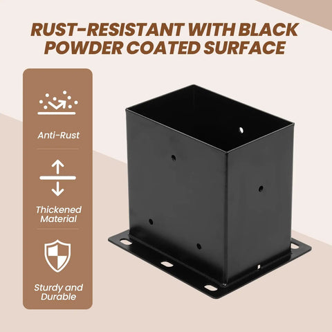 4 Pack 4x6 Inch Post Base Brackets Inner Size 3.6x5.6 Inch Beefy Built To Last Heavy Duty Metal Steel Black Powder Coated Outdoor Fence Deck Pavilion Railings Support Kit Rust Resistant Base Plate For Sturdy Foundations
