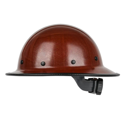 Side view of Fiberglass Full Brim Hard Hat With Brim Guard, OSHA And ANSI Rated, Lightweight Yet Sturdy Construction Helmet For Men