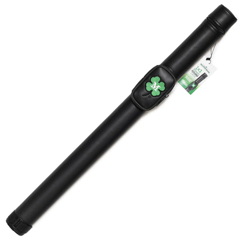 A Total Table Crusher Mcdermott G1702 Pool Billiard Cue Featuring Defy Carbon Fiber Shaft And 13 Millimeter Joint packed in a black hard shell case.