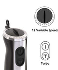 Real Deal 1000 Watt Handheld Immersion Blender With Stainless Steel Shaft and Dual Speed Settings speed control dial and buttons