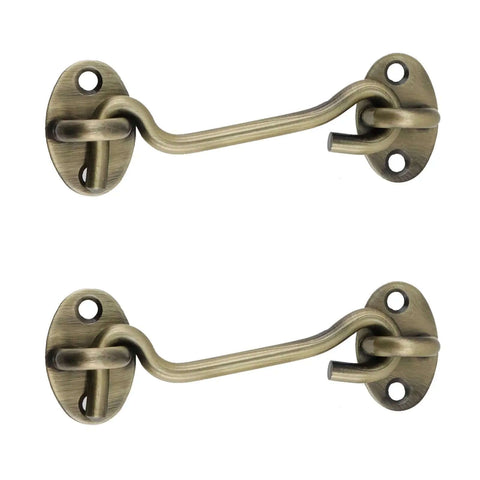 Stainless Steel Hook And Eye Latch 4.72 Inch Gate Latch Privacy Lock With Mounting Screws 2 Pack Antique Bronze Finish
