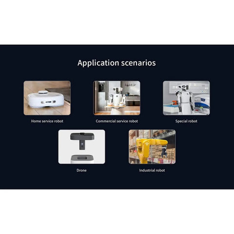12 Meter ToF LiDAR Sensor Kit With 360 Degree Scanning Walnut-Sized Unit 30K Lux Light Resistant ROS And ROS2 C And C Plus Plus SDK Support Raspberry Pi Tutorial For Robots And Drones SLAM Ready Dope LiDAR Scanner Kit With Adapter in use across various robot types.
