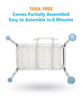 Tool-free assembly underside view of Heavy Duty Tub Transfer Bench With Backrest No Fuss Non Slip Shower Chair For Bathtub 500 Lb Capacity Adjustable Height