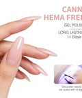Close-up of manicured nails showcasing Six Nude Shades Gel Nail Polish Set In 9ml Bottles, HEMA Free Long Lasting Manicure Kit
