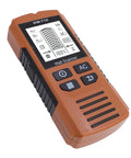 WALFRONT Wall Stud Finder with LCD Backlit Screen and 3 Scanning Modes showing detailed display and buttons for operation.
