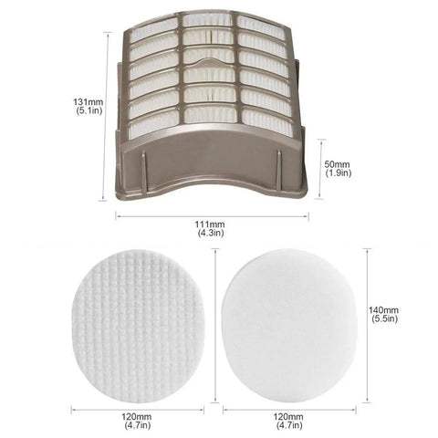 Replacement Vacuum Filter For Shark Navigator And Rotator Upright Vacuums Fits NV60 NV60 26 NV70 NV70 26 NV71 NV80 NV80 26 NVC80C NV90 NV90 26 NV95 UV420 Includes XFF80 And XHF80 For A Top Notch Fit showing HEPA, foam, and felt filters with dimensions displayed