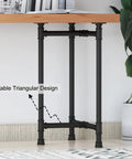 Stable triangular design of Beefy Industrial Pipe Desk Leg Set 28 Inch Heavy Duty Vintage Style Furniture Legs under table.