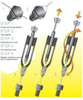 Diagram showing steps of using 9 Inch Steel Locking Pliers With Safety Lock And Wire Cutter Workhorse for wire twisting.