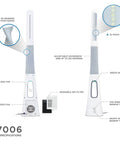 Diagram of LED Desk Lamp With Ultra Quiet Bladeless Fan, Dimmable Gooseneck, Touch Control, 3 Speed Settings And 5 Brightness Levels.