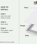 Installation guide for Seamless Flush Access Panel Cover Solid Steel 12 By 12 Inch White Paintable Wall Concealment Door