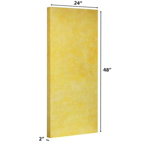 Pro Grade Heavy Duty 6 Pack Of 2 Inch Thick Unfaced Fiberglass Insulation Panels With Badass Noise Control And Killer Thermal Shield R Value 87 For Studios, 2" thick, 24" x 48" panel.