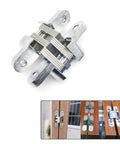 Stainless Steel Hidden Door Hinge Set, 2 Pieces, 180 Degree Concealed Folding Hinge for Cabinets, Gates, Cupboards, and Home Hardware.